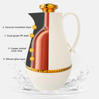 Insulated Thermal Coffee Carafe, 33 oz, Luxury Arabic-Style Insulated Carafe Flask,Coffee Tea Pot,with Spout and Glass Liner for Hot Cold Water,Housewarming Ornaments (White)