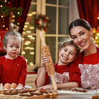 17" Premium Wood Rolling Pin with Nativity Embossed Designs | 3mm Deep Springerle Cookie Molds | Christmas Rolling Pin & Baking Gifts for Women | Includes 3-in-1 Cleaning Brush ﻿
