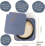 Babadoh Pizza Dough Proofing Silicone Containers with Lids | Pizza Making Accessories | Set of 3 | Multi Blue (1 Dough, 1 Smoke, 1 Steel) | Original Size (make 12" Pizzas)