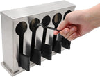 Dnoifne Utensil Dispenser, 5 Compartment Stainless Cutlery Organizer, Large Capacity Spoon Storage Device, Stainless Steel Spoon Storage Box, Dining Room Buffet Table Cutlery Dispenser
