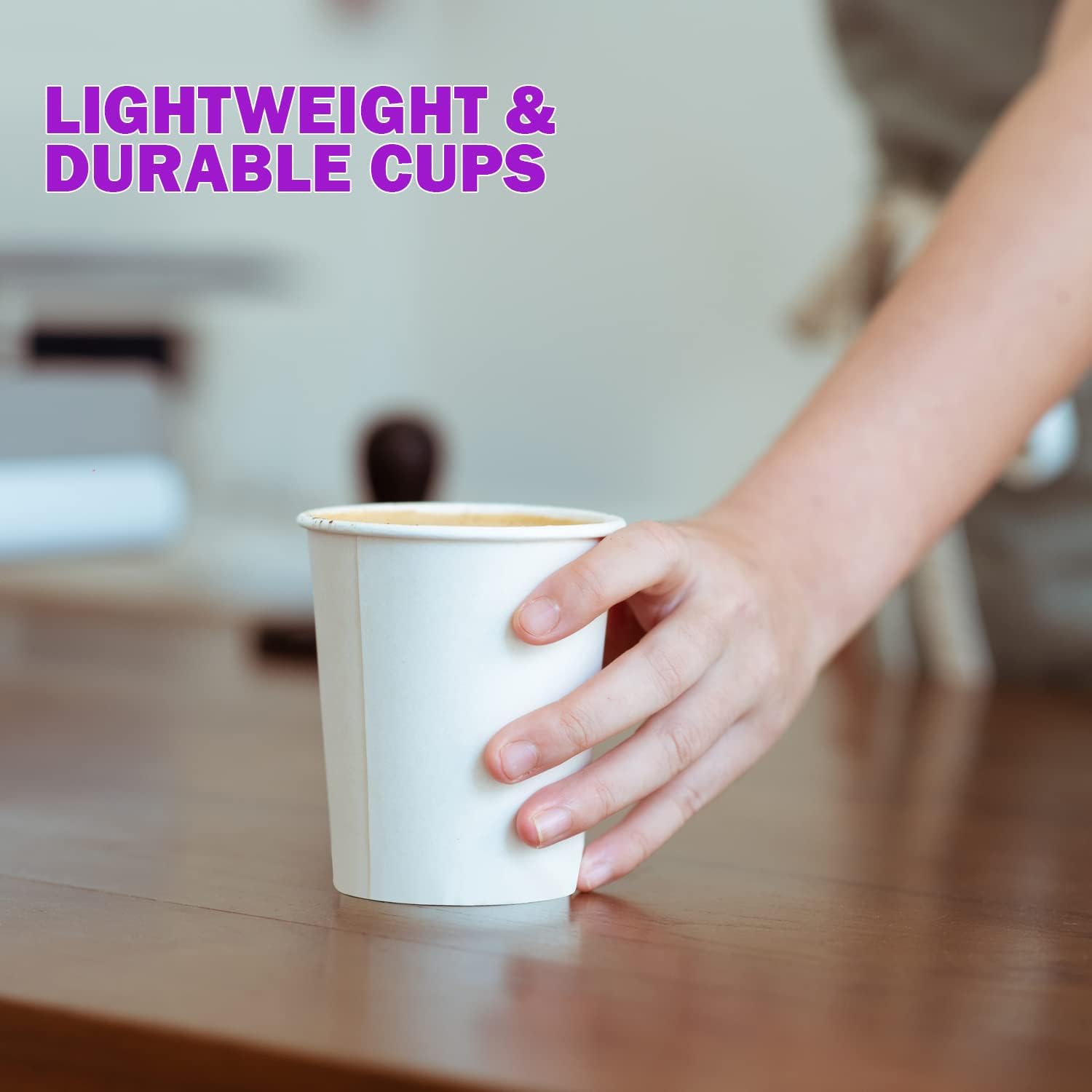 Smygoods White Disposable Paper Coffee Cups (10 OZ, 100 Count) For Hot Beverages, Tea, Espresso, Cocoa - To Go Drink Containers, Café & Office