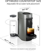 Nespresso Vertuo Plus Coffee and Espresso Maker by De'Longhi, Grey with Aeroccino Milk Frother