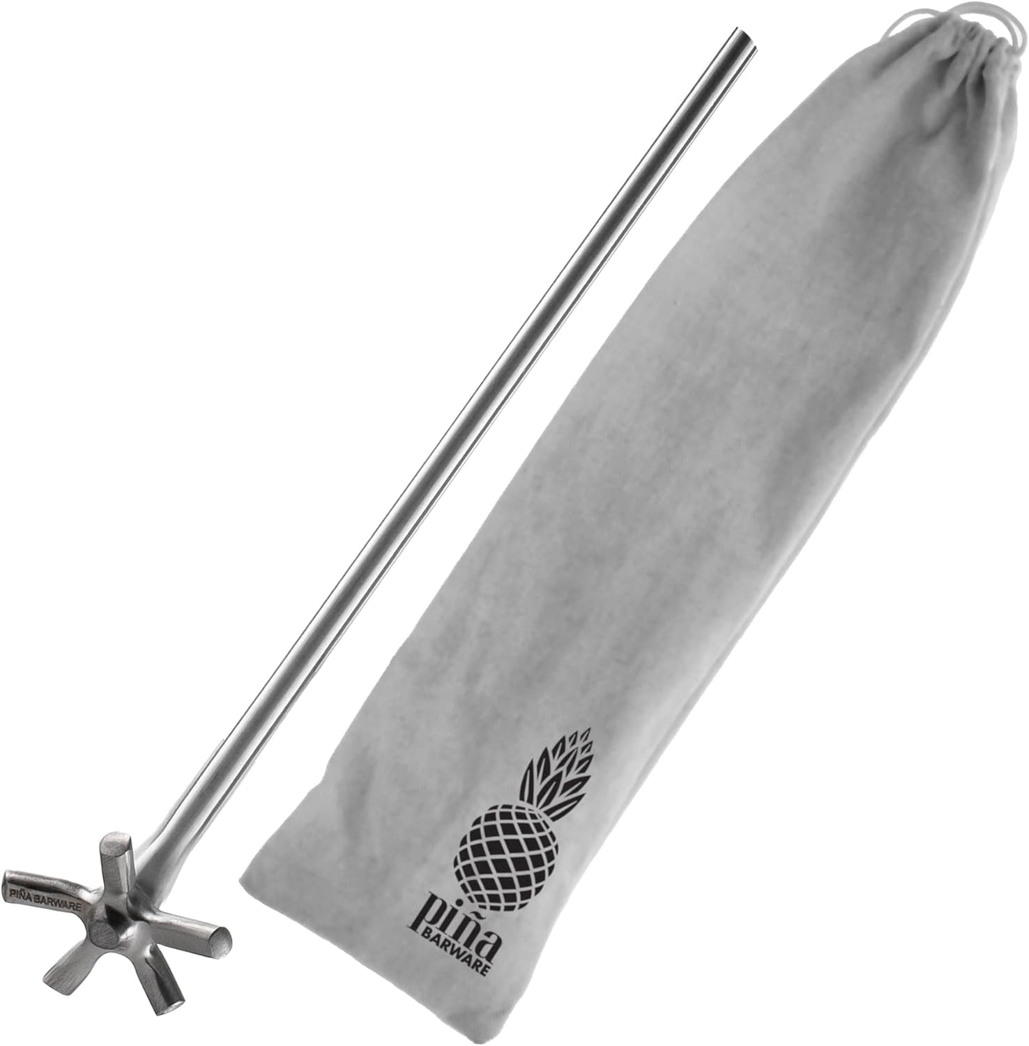 Piña Barware Swizzle Stick Stirrer - Stainless Steel with Smooth Matte Finish (Narrow Width, One Swizzle Stick)