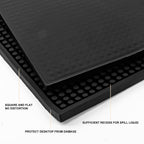 2 Pack 12 x 24 Inch Black Coffee Bar Mats, Rubber Bar Mat, Anti-Slip Bar Spill Mat for Countertop, Bartending, Kitchen, Dining Table