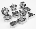 Mini Cookie Cutters Set- Small Heart Star Flower Round Square Hexagon Oval Diamond - 30Pcs Stainless Steel Cookie Cutters - Polymer Clay Cutters Mini Fruit Cutter Small Biscuit Cookie Cutters for Kids