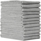 VIKING Microfiber Towel 12 Pack, Utility Car Drying Towels, Premium, Super Absorbent, Grey, 24 Inch x 24 Inch