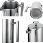 French Press Coffee Maker,Stainless Steel Double Wall Insulated Coffee Press 34 oz,4-8 Cups, Portable Hot Cold Brew Teapot Cafetera for Coffee Bar Accessories Kitchen Camping (White,34oz)