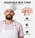 Syntus 12 Pack Bib Apron, Unisex Aprons Adjustable Thicker Version Waterdrop Resistant with 2 Pockets Cooking Kitchen Aprons for Women Men Chef, BBQ Drawing Apron Bulk, White