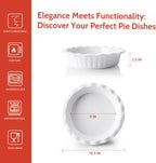 Sweese Porcelain Deep Fluted Pie Dish for Baking - 9 inch Porcelain Pie Plate for Apple, Quiche, Pot Pies, Tart - Vertical Line - White