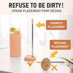 Glass Tumbler w/Lids & Straw - 24oz Reusable Glass Mug/Bamboo Lid & Stainless Steel Straw-BPA-Free,Leak-Proof,Dishwash Safe for Coffee/Smoothies/Hot Beverages, Travel/Office/Home Use,2-pk,Amber