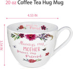 Mom Mugs for Daily Coffee and Tea, Premium 20 oz Bone China Coffee Tea Hug Mug, Perfect Holiday, Birthday, and Mother's Day Gift for Moms, Designed in England by Harvest Green Studio