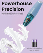 Elementi Milk Frother Wand - Powerful Hand Frother for Coffee - Handheld Electric Whisk, Milk Foamer, Mini Whisk & Coffee Blender for Frappe, Lattes, and Matcha (Pastel Blue)