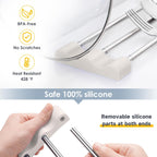 Tomorotec Adjustable Over-The-Sink Kitchen Rack for Dishcloths, Sponges, Bottles and Brushes - Heat-Resistant Stainless Steel with Slim, Expandable Design and Multifunctional Silicone Holder