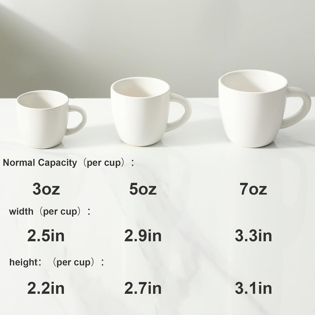 Hasense 7 Ounce Cappuccino Cups Set of 4 Perfect for Latte, Americano, Cafe Mocha and Tea, Ceramic Coffee Cups Ideal for Party Cafe Home and Kitchen, Microwave and Dishwasher safe, White