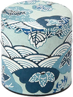 Japanese Pokkan Coffee Spice Tea Tin Canister Washi Paper Storage with Lid 7.05 oz Capacity (Shiki Seigaiha, S)