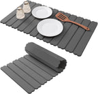 Extral Large Quick Dry Stone Drying Mat for Kitchen Counter,28x16 Inch Collapsible Eco-Friendly Absorbent Diatomaceous Earth Mat for Dishes Cups,Dish Drying Mats (Dark grey-Love shape, 28x16 inch)