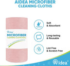 AIDEA Microfiber Cleaning Cloth Roll, 50PK, Tear Away Reusable Paper Towels Pink, Commercial Shop Rags, Microfiber Towels for Cars, Lint Free Cleaning Rags for House, Kitchen, Garage Shop, 11.5"×11.5"