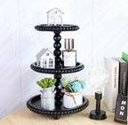 3 Tier Serving Tray， Wood Cupcake Stand，3 Tier Cupcake Stand，Tiered Tray Stand，Wooden Tiered Tray Stand，Suitable for Weddings/Birthdays/Dinners，（Black）.