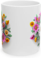 11 OZ Novelty Coffee Mugs - Christmas Gift (3-D Flower Ceramic Mug)