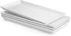 Sweese White Serving Platters, Porcelain Serving Trays for Parties, Large Rectangular Plates - 15.5 Inch, Set of 4