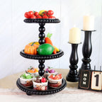 3 Tier Serving Tray， Wood Cupcake Stand，3 Tier Cupcake Stand，Tiered Tray Stand，Wooden Tiered Tray Stand，Suitable for Weddings/Birthdays/Dinners，（Black）.