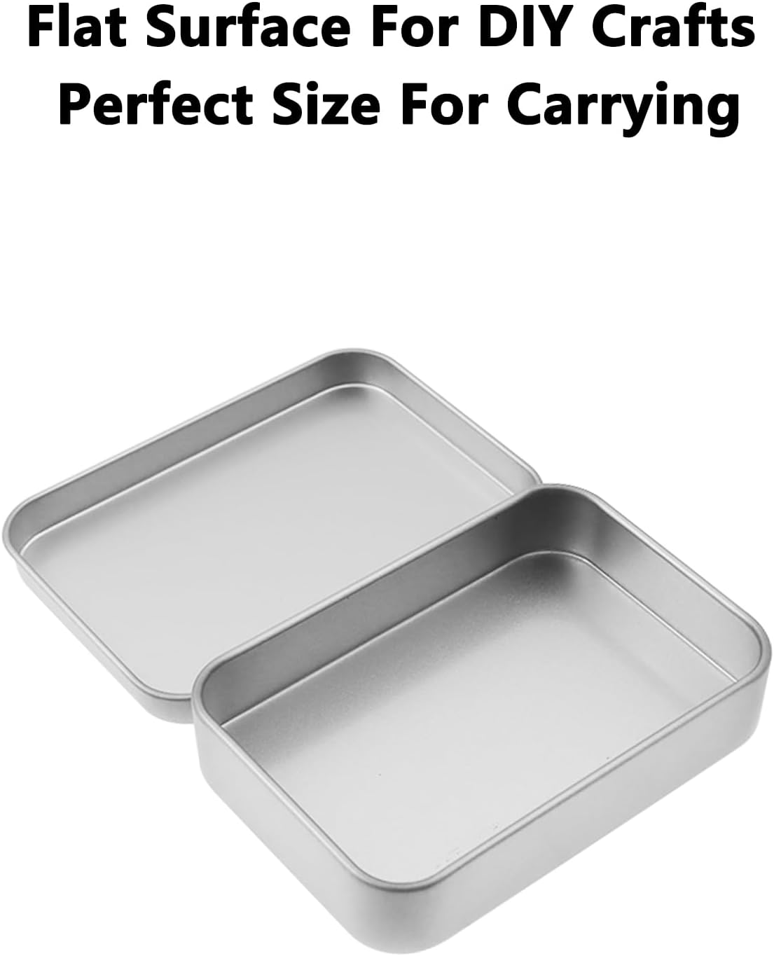 Metal Empty Boxes, Tin Boxes with Lid,Small Silver Tin Boxes,Stackable Organizer Containers,8PCS Storage Tin for Home Outdoor Active Storage Containers