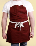 Caldo Daily Cotton Kitchen Apron for Cooking- Mens and Womens Chef Apron (Burgundy)