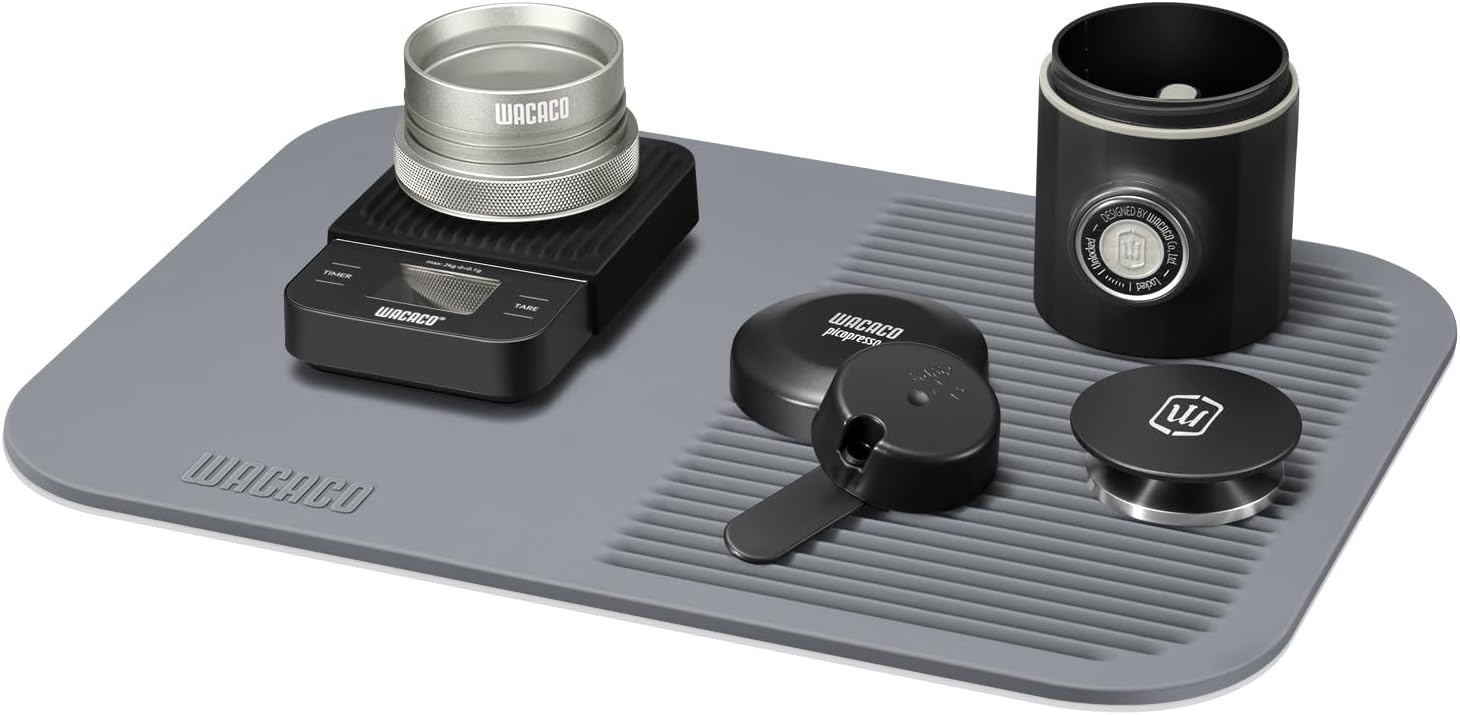 WACACO Coffee Mat, Multi-purpose Drying Mat and Tamping Mat, Made of Food-grade Silicone Grey (9.84"L x 14"W)