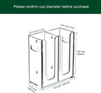 Disposable Coffee Cup Dispenser with Handles, Countertop or Wall Mount Hot/Cold Drink Cup and Lid Holder - Bathroom/Kitchen/Office Acrylic Cup Lid Storage Organizer (2 Compartments, Clear)