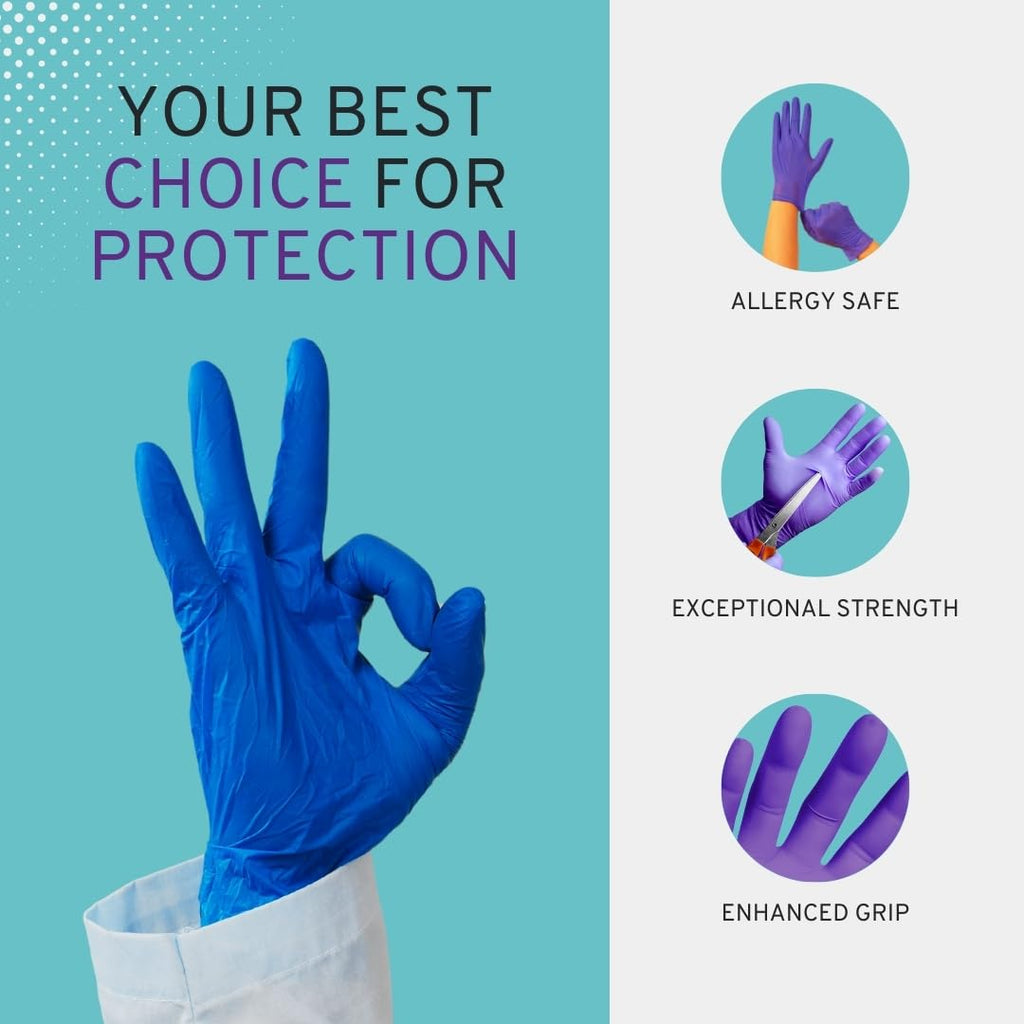 SafeWay Nitrile Gloves, 4000 Ct, X-Large, Powder-Free, Latex-Free, All-Purpose, Professional Disposable Gloves with Textured Fingertips for Medical Use, Food Prep, Cleaning, Tattoo & More