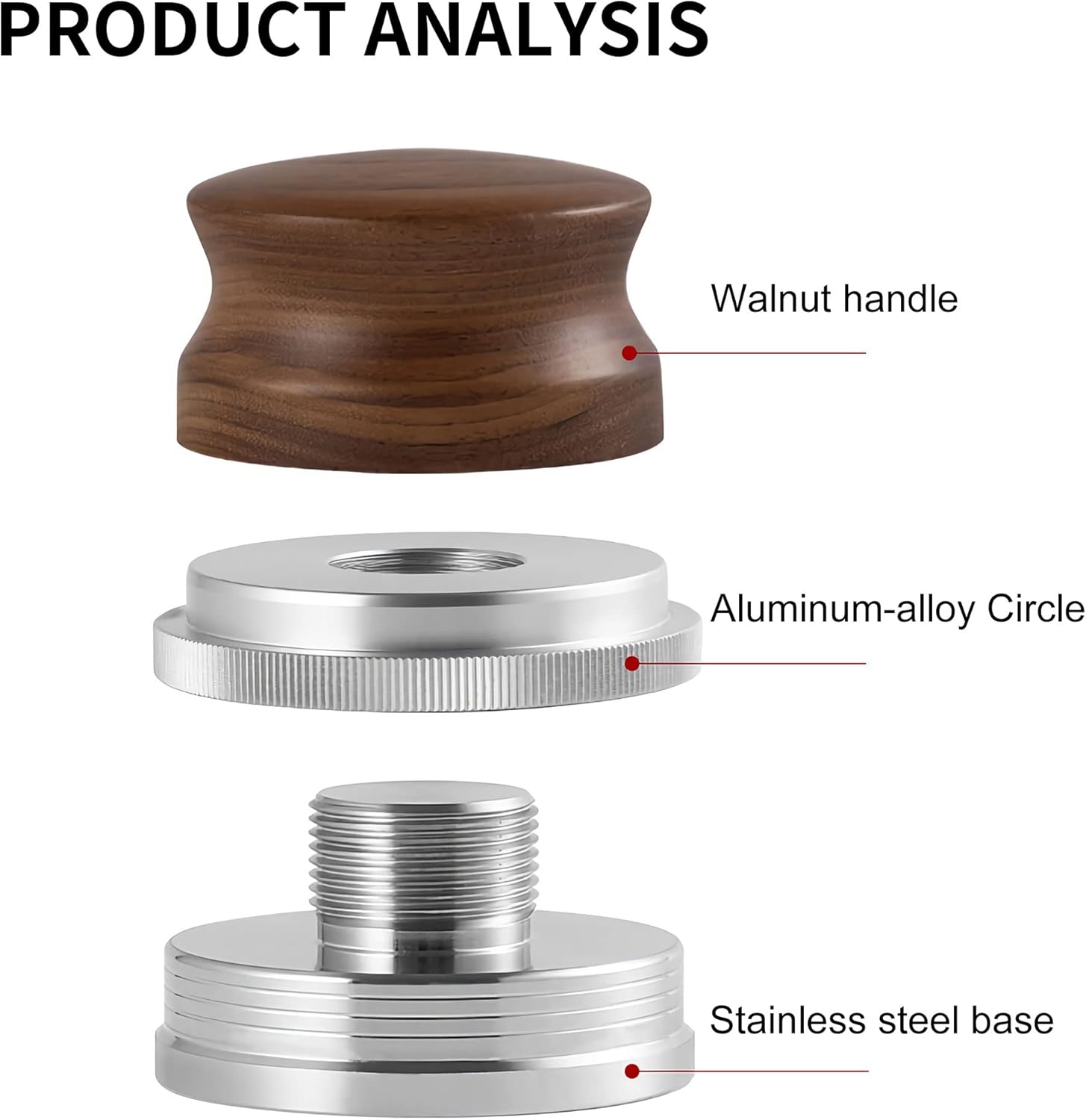 53mm Coffee Distributor, Espresso Distribution Tool, Adjustable Depth Espresso Tamper Leveler with Walnut Wood Handle Fits for 54mm Breville Barista Portafilter