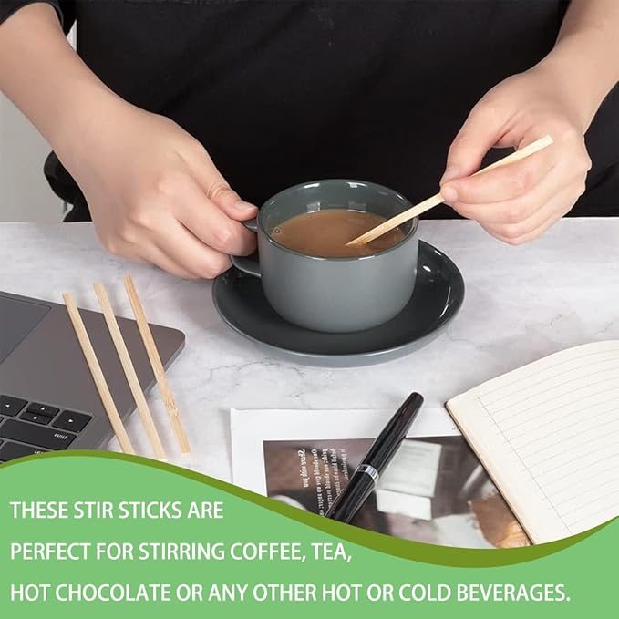 1000pcs Bamboo Coffee Stir Sticks, 5.5" Disposable Hot Drink Beverage Stirring Swizzle Stir Sticks For Coffee, Milk, Tea, Juice, Cocktail, Chocolate, Suit For Bar Party