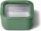 Caraway Glass Food Storage - 4.4 Cup Glass Container - Ceramic Coated Food Container - Non Toxic, Non Stick Lunch Box Container with Lids. Dishwasher, Oven, & Microwave Safe - Sage