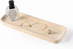 Koville Marble Tray, 12"x8" Marble Vanity Tray for Bathroom Kitchen Countertop, Rectangular Stone Tray for Cosmetics Perfume Trinket, Decorative Catchall Trays (12"x4"-Travertine)