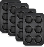 TeamFar Muffin Pan Set of 4, 6 Cup Muffin Tin Cupcake Pan Tray with Nonstick Coating and Stainless Steel Core, for Home/Kitchen Baking, Healthy & Heatproof, Release Easily & Easy Clean