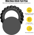 8 Pack Mini Tart Pan 4 Inch with Removable Bottom Fluted Sides Fruit Pans with Nonstick Coating For Pizza Cake Quiche