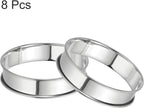 HARFINGTON 8pcs Crumpet Rings 3.94" Nonstick Round Cake Ring Stainless Steel Double Rolled English Pastry Rings for Kitchen Baking Crumpet Dessert, Silver