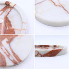 Natural Marble Tray, Oval Vanity Decorative Tray for Bathroom Counter, Countertop Stone Organizer, Catchall Tray for Kitchen, Perfume, Candles, Jewelry Dish Decorative Tray