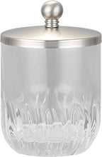 Glass Jar with Metal Lid for Bathroom Organization, Clear Apothecary Jar for Cotton Balls, Q Tips, and Small Accessories, Stylish Bathroom Storage Container Nickel