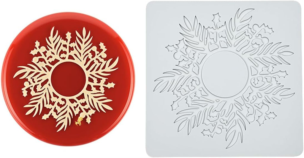 mostsom Silicone Mold 3D Hollow Out Lace Mold Lace Cake Silicone Baking Mold Wreath Design Flower and Leave Lace Mat Fondant Decorating Tool (L_ Flower Wreath)