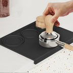 Espresso Tamping Mat, Silicone Coffee Tamping Mat with Three Grooved Sections Suitable for 51mm Tamper and Coffee Distributor, Espresso Accessories Tool for Baristas, Black