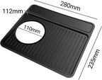 Tamping Mat for Breville 870/880, Espresso Tamper Mat, Food Grade Silicone Non-Slip, 11in x 9.25in, Waterproof Heat Resistant, Espresso Tamping Station for Espresso Machine Barista Accessories (Black)
