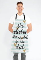 She Believed She Could So She Did Inspirational Quotes Adjustable Bib Apron Kitchen Cooking Baking Gardening Apron for Women Men