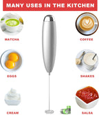 Milk Frother, Coffee Frother Handheld, Hand Mixer, Upgraded Motor Electric Whisk Durable Low Noise Mini Drink Mixer Portable Foam Maker For Cold Milk Bulletproof Coffee Latte, Sliver