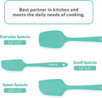 Elihome Chef Series 3 Piece Silicone Spatula Set - 600°F Heat Resistant Non Stick Rubber Kitchen Scraper Spatulas for Cooking, Baking, and Mixing – BPA Free and LFGB Certified Silicone, Green Color
