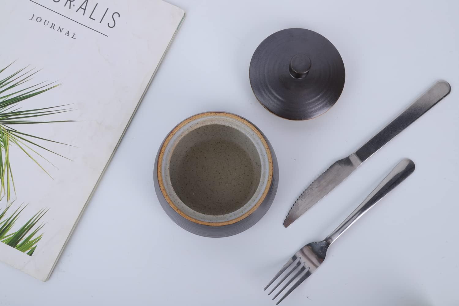 Retro Kitchen Ceramic Canister, 13.53 FL OZ (400 ML) Vintage Food Storage Jar for Tea, Coffee Beans, Herb, Candy, Spices, Nuts (Black)