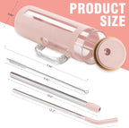 Kodrine Glass Tumbler with Lid and Straw, 24 oz, Iced Coffee Cup Boba Smoothie Cup, Home Office Tumblers, Pink