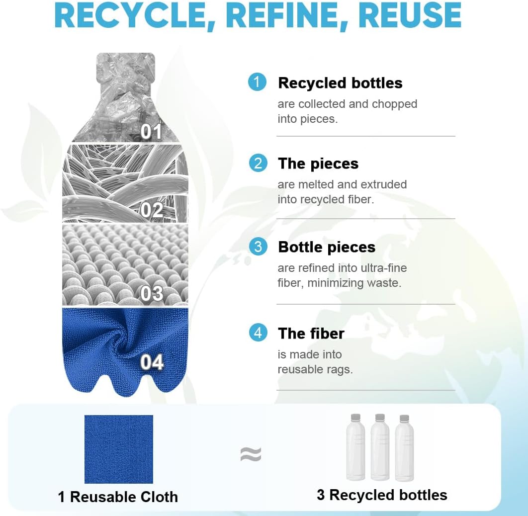 AIDEA Microfiber Cleaning Cloth 330 Sheets 6 Roll, Microfiber Towels for Cars, Shop Rags Washable, Cleaning Rags Reusable Paper Towels for Automotive, House, Cleaning Supplies 11×9" Dark Blue