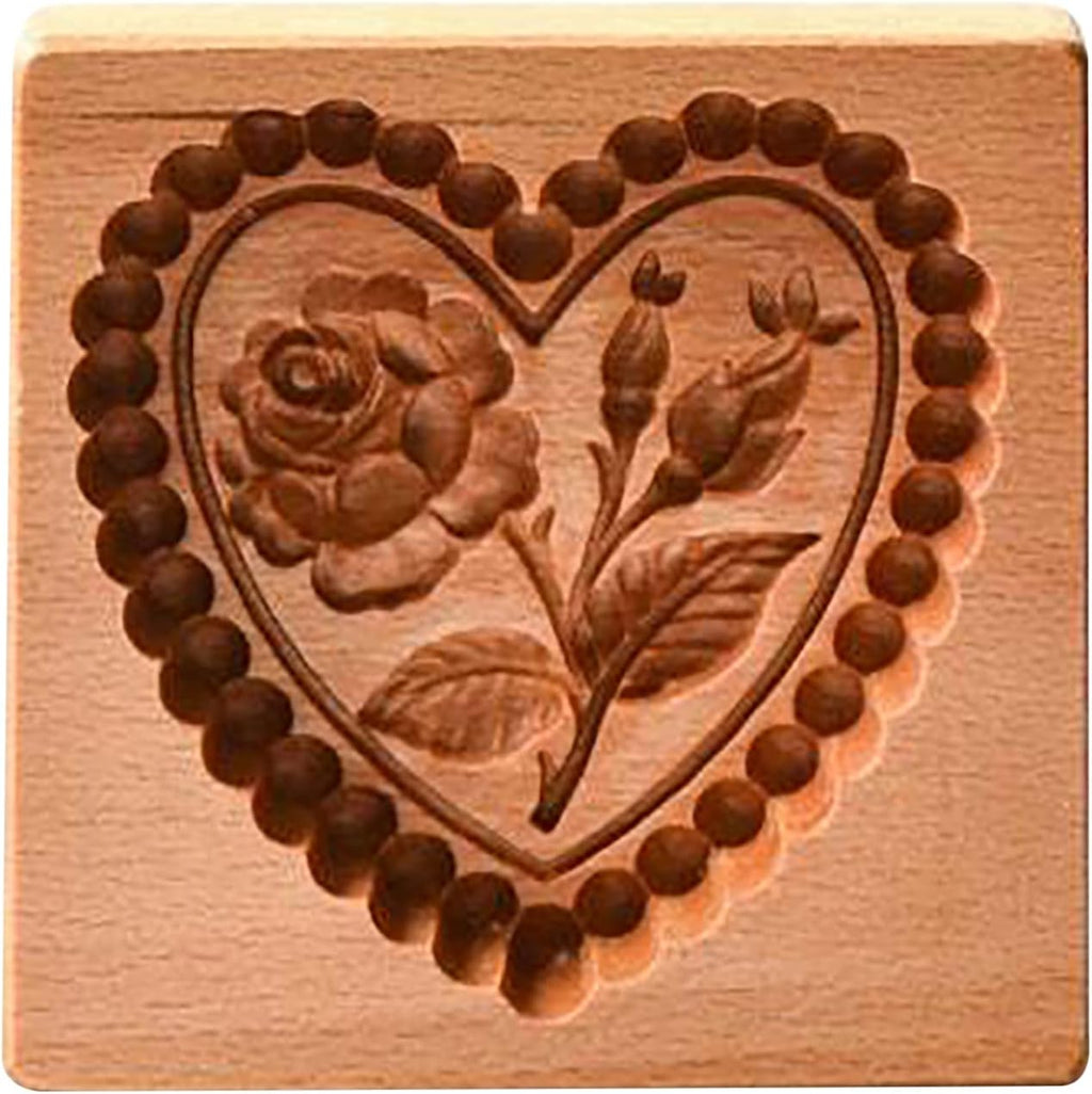 Wooden Cookie Biscuit Mold, 3D Baking Mold, Embossing Craft Decorating Baking Tool, Suitable for Halloween Thanksgiving Christmas Kitchen DIY (Love C 10 * 10 * 2)