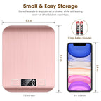 Mik-Nana Food Scale Pink, 10kg/22lb Digital Kitchen Scale Weight Grams and Oz for Baking and Cooking, 1g/0.1oz Precise Graduation, Easy Clean Stainless Steel